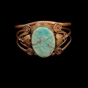 Persian Turquoise Sterling Silver Cuff Bracelet